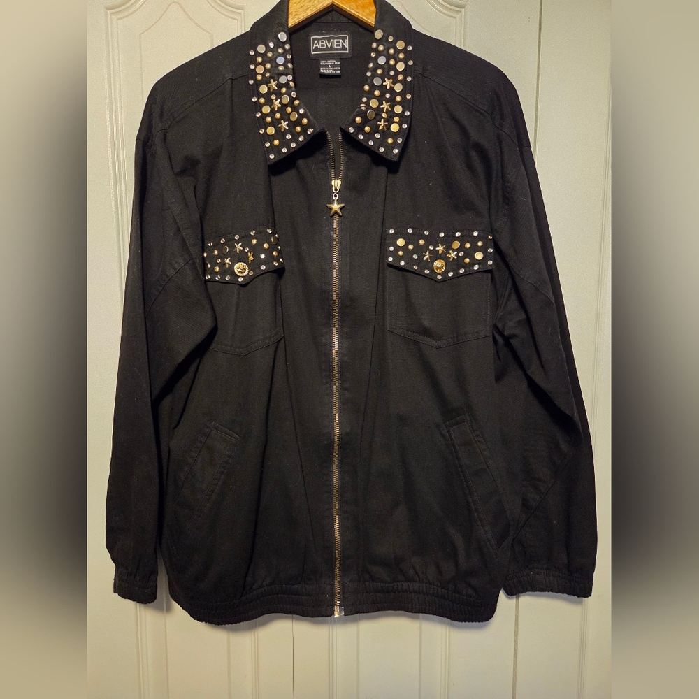 Vintage Abvien Studded Black Women's Jacket And Pants